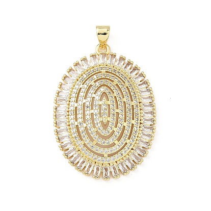 Латунные микропаве прозрачные подвески с фианитом, овальные, без свинца и без кадмия, долговечный, стойки покрытие