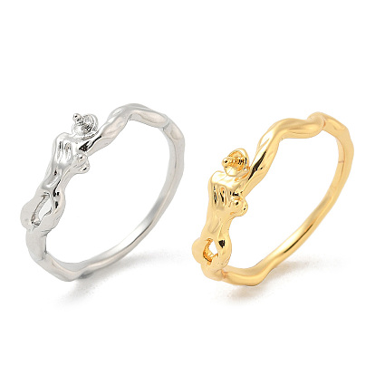 Латунной палец кольцо, для полуполых бусин 