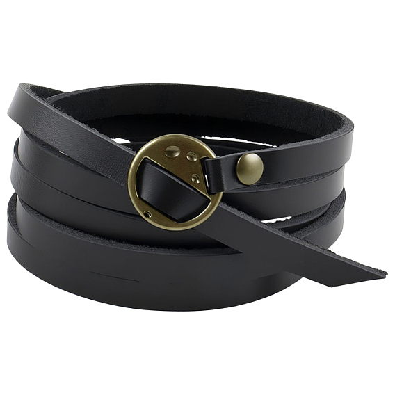 1 Articles à double usage pour PC, bracelets en cuir, avec les accessoires en alliage, plat rond, bronze antique