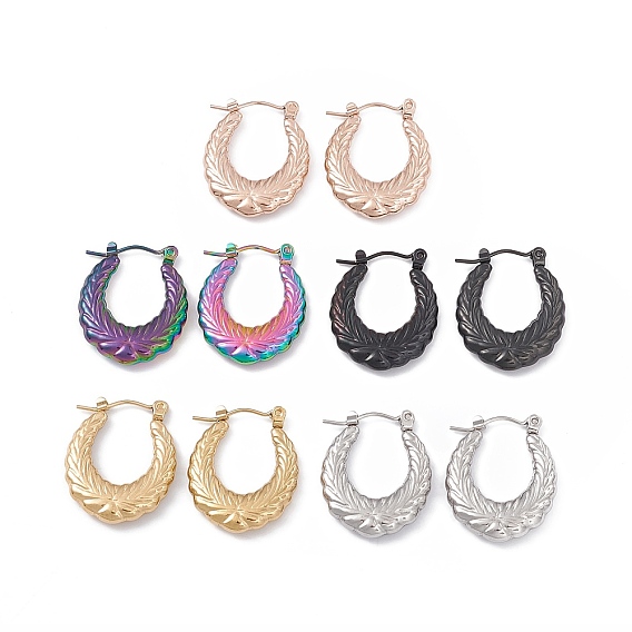 304 Stainless Steel Wheat Ring Thick Hoop Earrings for Women