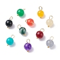 Круглые подвески из натурального окрашенного белого нефрита, с медными петлями, разноцветные