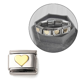 Rectangle 206 Stainless Steel Enamel Connector Charms, DIY Handmade Module Bracelet Accessories, Platinum