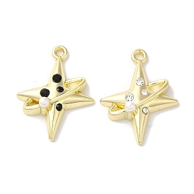 Rack Plating Alloy Pendants, with ABS Imitation Pearl and Rhinestone, Cadmium Free & Nickel Free & Lead Free, Star Charms, Golden