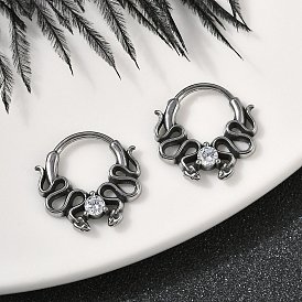 Змея 316 серьги-кольца из хирургической нержавеющей стали с прозрачным кубическим цирконием, кольца для носа