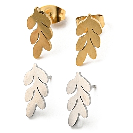201 Stainless Steel Leaf Stud Earrings with 304 Stainless Steel Pin