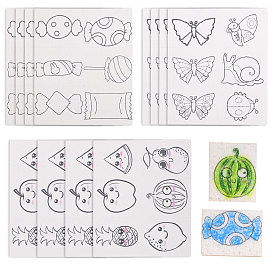 12Pcs 3 Styles Wood Pulp Cotton Magic Foam Texture Painting Paper, Rectangle