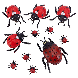 28Pcs 3 Styles PVC Ladybug Display Decoration, for Home Decoration, Pretending Prop Decorations