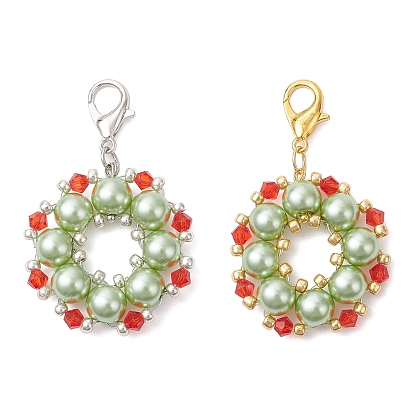 Стеклянные рождественские венки подвесные украшения, с цинковым сплавом застежками омаров коготь