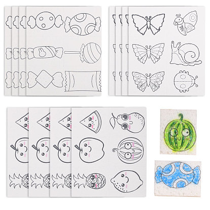 12Pcs 3 Styles Wood Pulp Cotton Magic Foam Texture Painting Paper, Rectangle