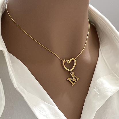 304 Подвеска в виде сердца из нержавеющей стали с инициалом для женщин, золотые