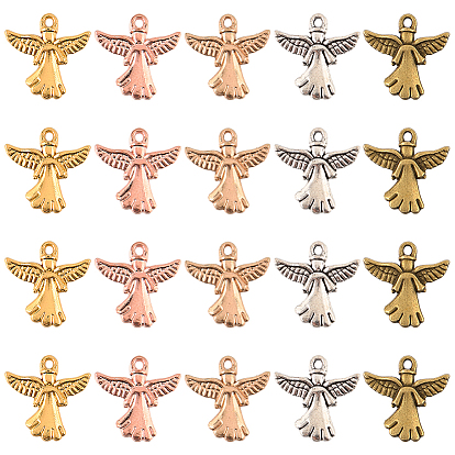 40 шт 5 цвета подвески из сплава в тибетском стиле, ангельские прелести