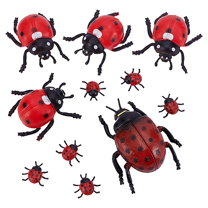 28Pcs 3 Styles PVC Ladybug Display Decoration, for Home Decoration, Pretending Prop Decorations