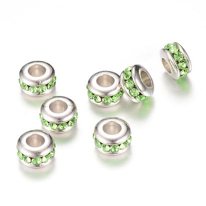 Resin Rhinestone Beads, Large Hole Beads, with CCB Plastic Findings, Rondelle