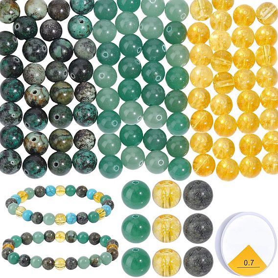 DIY Armbänder machen Kits, einschließlich natürlicher und synthetischer Edelsteinperlen und elastischem Kristall-Stretchfaden, Runde