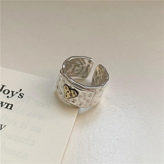 Узор в виде сердца 925 регулируемые манжеты из стерлингового серебра для женщин