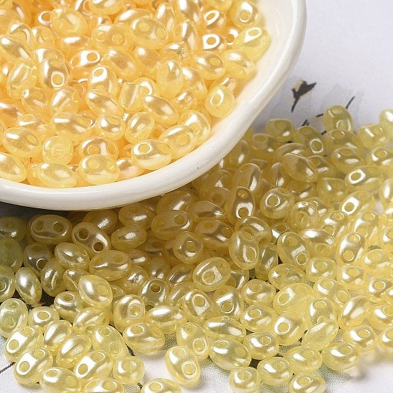 Opaque ABS Beads, Double Hole, Oval