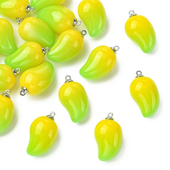 Mango Opaque Acrylic Pendants, with Iron Findings