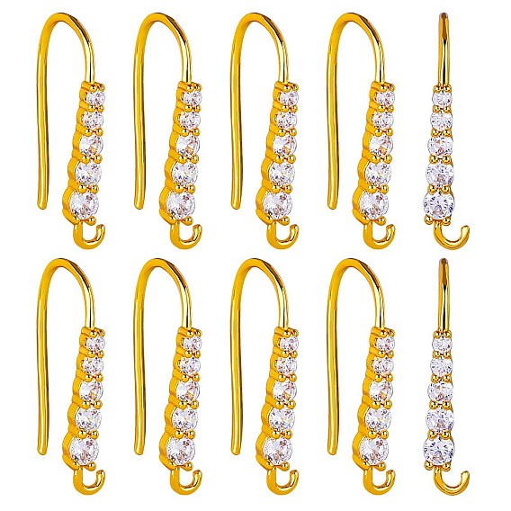 20 латунные крючки для серег из прозрачного кубического циркония с микропаве, провод уха, с горизонтальными петлями