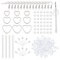 DIY Heart Drop Earring Making Kit, Including 304 Stainless Steel Linking Ring & Earring Hook & Pin & End Chains & Jump Rings, Plastic Ear Nuts