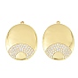 Brass Micro Pave Clear Cubic Zirconia Pendants, Oval Charms, Rack Plating, Long-Lasting Plated, Lead Free & Cadmium Free