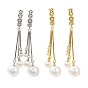 Серьги-кольца с кисточками из латуни с микропаве из прозрачного кубического циркония, с пластмассовой жемчужиной abs, долговечный, без свинца и без кадмия, слева и справа