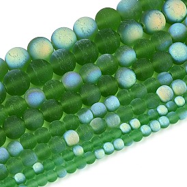 Матовые прозрачные стеклянные бусины, круглые, с половиным покрытием, с покрытием AB цвета