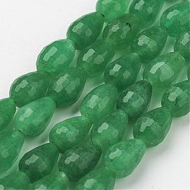 Natural Jade Bead Strands, Dyed, Faceted, Drop