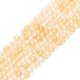 Natural Citrine Beads Strands, Faceted, Cube