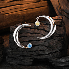 925 Boucles d'oreilles lune et étoile en argent sterling avec zircone cubique pour femme, bijoux au design original simples et élégants