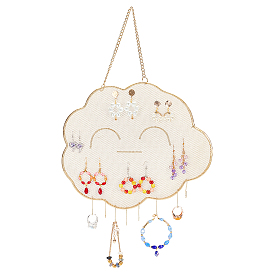 Настенная решетчатая стойка для ювелирных изделий в виде железного облака, настенная декоративная сетка для вешалки для украшений, для сережек, , дисплей колец, с крючками 10шт.