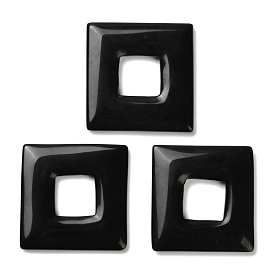 Природные обсидиана большие кулоны, подвески в квадратной оправе