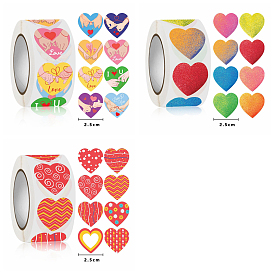 Paper Self-Adhesive Label Stickers Rolls, Gift Tag Sealing Sticker, for Party Presents Decoration, Heart with Pattern