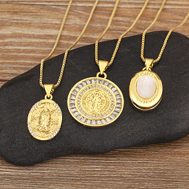 Ожерелья с подвеской из латуни с микропаве и прозрачным кубическим цирконием для женщин, реальный 18 k позолоченный