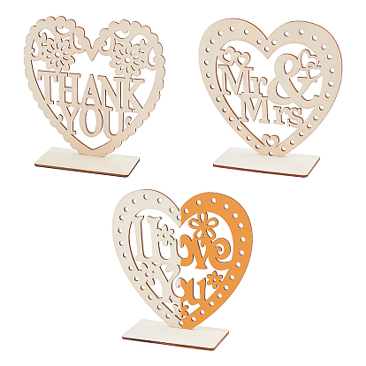 3 Sets 3 Style Density Board Display Decorations, Valentine's Day, Ornament Gift, Heart with Word