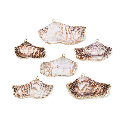 Большие подвески из натуральной морской ракушки с золотистой латунной окантовкой и железными петлями, подвески в форме ракушек