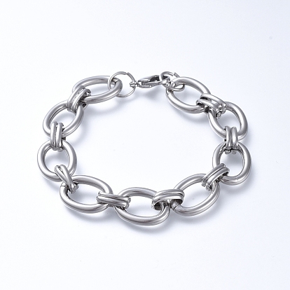 304 Stainless Steel Chain Bracelets, with Lobster Claw Clasps