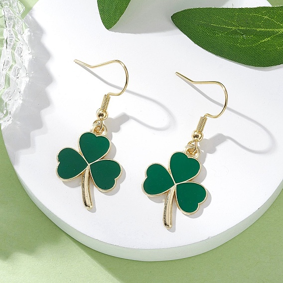 Серьги-подвески из сплава клевера с эмалью, с 304 нержавеющей стали серьги крючки, золотые