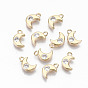 Brass Micro Pave Cubic Zirconia Charms, Light Gold, Long-Lasting Plated, Cadmium Free & Lead Free, Moon