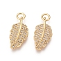 Латунные подвески, с прозрачным кубическим цирконием и прыжковыми кольцами, лист