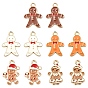 10Pcs 5 Styles Alloy Enamel Pendants, for Christmas, Light Gold, Gingerbread Man