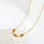 304 Stainless Steel Triple Leaf Pendant Necklaces for Women