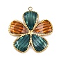 Pendentifs en acier inoxydable, avec l'émail, charmes de fleurs, or