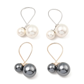 Shell Pearl Round Dangle Stud Earrings, Rhodium Plated 925 Sterling Silver Earrings, with 925 Stamp