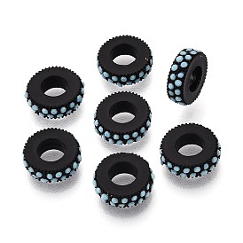 Alloy European Beads, with Crystal Rhinestone, Large Hole Beads, Flat Round, Cadmium Free & Lead Free