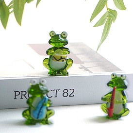 Hand Blown Art Glass Frog Figurines Statues for Garden Home Office Desktop Ornaments