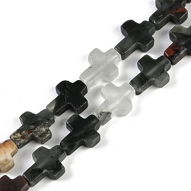 Natural African Bloodstone Beads Strands, Cross