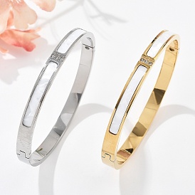 304 из нержавеющей стали браслеты горный хрусталь для женщин, с оболочкой, ионное покрытие (ip)