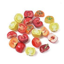 Cabujones de frutas imitación resina opaca, formas de rodajas de fruta