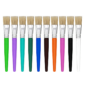 Plastic Flat Children's Hog Bristle Tempera Paint Brush Set, for Artist Painting Brush Supplies