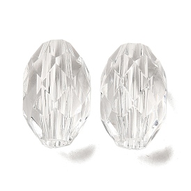 Perles européennes acryliques transparentes, Perles avec un grand trou   , ovale à facettes